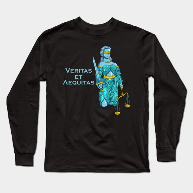 Veritas et Aequitas - Goddess Lady Justice Long Sleeve T-Shirt by Modern Medieval Design